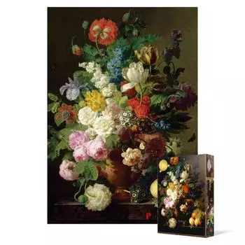 Ваза, виноград и персики - пазл из 1000 деталей, популярная корейская головоломка