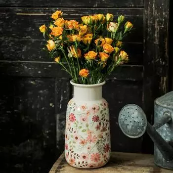 ВазаКерамическое украшение для рабочего стола Гостиная Цветочная композиция Пасторальный стиль Ретро Креативный Элегантный Простой Современный Большая емкость