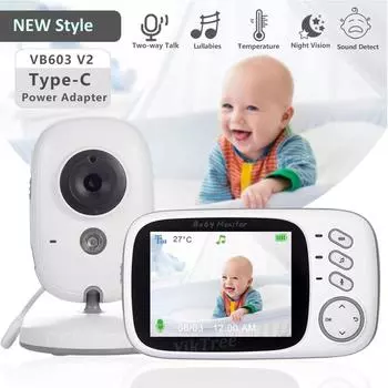 VB603 V2 Видеоняня 2,4G Беспроводная с 3,2-дюймовым ЖК-дисплеем 2-сторонняя аудиосвязь Ночное видение Камера видеонаблюдения Няня EU Plug