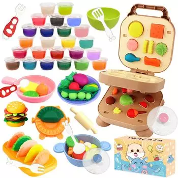 VBACALA Глина Пшеничная Глина 24 Цвета Глиняная Игрушка Медведь Гамбургер Мейкер 3 Слоя Пресс-Форма Ролик Глиняные Инструменты Глиняная Игрушка Кухня Ролевые Игры Ролевые Игры