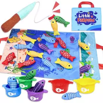 VBACALA Ткань Рыбалка Рыбалка Форма Облегающая Рыбалка Хранение Сумка День Рождения 22 ШТ Игрушка, Играть, Облегающая, Соответствие, Игрушка, Чашка, Удочка, В комплекте, Красочные,