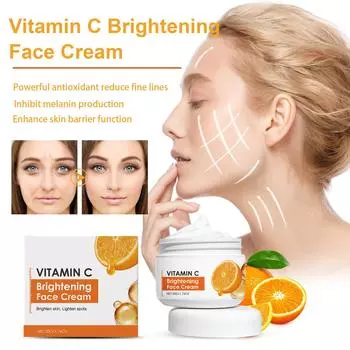 VC Brightening Face Cream, Anti-Aging Cream, Питательный и укрепляющий, Мощный антиоксидант, Подавляет выработку меланина, Улучшает барьерную функцию кожи, 50 г One Size