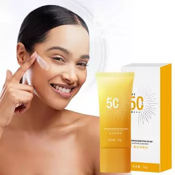 VC + E Супер яркий солнцезащитный крем | Защита от водяного света, UVA/UVB и синего света | Для ровной, тонизированной и сияющей кожи|С жидкостью One Size оранжевый