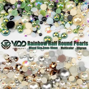 VDD 30 г разные размеры ABS имитация полукруглого жемчуга с плоской задней частью AB цветные стразы из смолы для поделок чашки дизайн ногтей DIY украшения WBL 30g (Mix Size) зелёный
