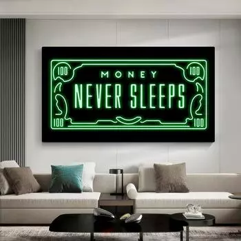 Вдохновение Фраза Деньги Бессонная Холст Художественные Плакаты и Эстамп Абстрактное 20cm40cm NoFrame