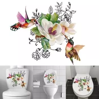 Вдохновленные природой наклейки на унитаз птицы и цветы наклейки на крышку унитаза прочные наклейки на унитаз съемные наклейки для стены своими руками