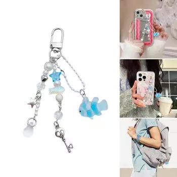 Вдохновленный океаном брелок с бусинами в виде рыбы-клоуна, креативный брелок для пары, подвеска для переносной сумки и аксессуар для телефона 1pc оранжевый