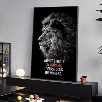 Вдохновленный постер с изображением животного, черная голова льва, картина маслом, печать высокой четкости, настенная художественная картина для гостиной 21cm30cm NoFrame