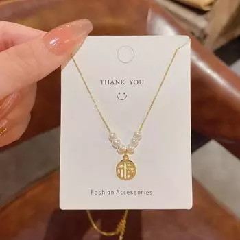 Вдохновленный тренд: Легкое роскошное жемчужное ожерелье на ключицу для женщин - корейский передовой дизайн X865 золотой