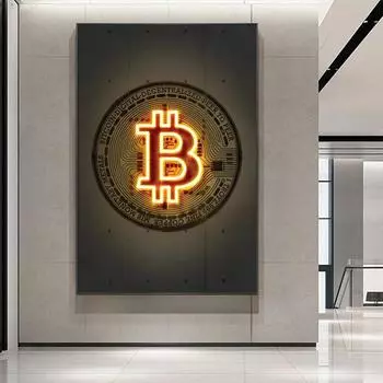 Вдохновляющая биткойн-холстовая картина, современное искусство, настенная картина для гостиной, офисного декора, мотивационные биткойн-плакаты, принты 21x30cm No Frame