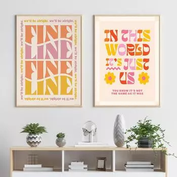 Вдохновляющая цитата: «В этом мире это только мы, мы будем в порядке», печать на холсте, картина, скандинавская настенная картина, красочный декор 21x30cm No Framed