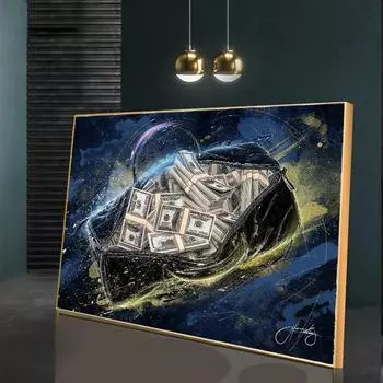 Вдохновляющая сумка для денег, настенные художественные плакаты и принты, картина с изображением денег на холсте 21cm30cm NoFrame