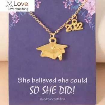 Вдохновляющее ожерелье с подвеской в виде выпускного в форме шляпы для женщин и мужчин, серебряная цепочка для колледжа, школы, дружбы, ювелирные изделия, подарки