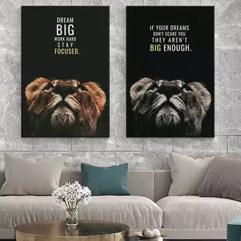 Вдохновляющие цитаты дикие львы художественная картина на холсте настенные постеры и принты животные вдохновение художественная картина декор для дома и офиса 21cm30cm NoFrame