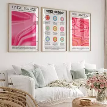 Вдохновляющие цитаты, ежедневное подтверждение, Божественная женская аура Graident, настенная живопись на холсте, постеры для гостиной, домашний декор 21x30cm No Framed