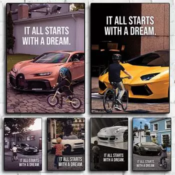 Вдохновляющие цитаты и плакаты — это холсты «Мальчики» и стены офисных кабинетов, которые начинаются с мечтаний 21cm30cm NoFrame