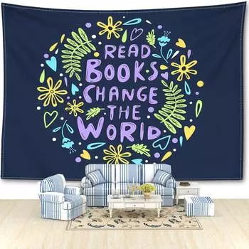 Вдохновляющие цитаты, книги, гобелены, настенные простые мультяшные растения с буквами, богемный современный стиль, домашний декор для комнаты 95x73CM