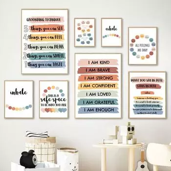 Вдохновляющие цитаты, схема психического здоровья, настенная живопись на холсте, плакаты на скандинавскую тему и принты, настенные панно, декор для детской комнаты A4 21X30cm No Framed