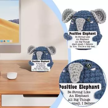 Вдохновляющие подарки ручной работы, связанные крючком, снятие эмоционального стресса, поддержка, поощрение, веселье, милые позитивные подарки в виде слона