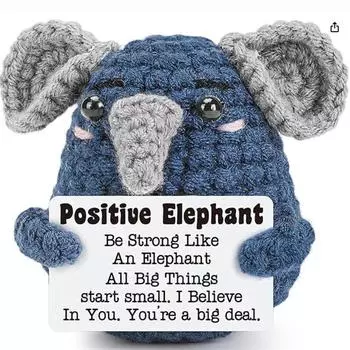Вдохновляющие подарки ручной работы, связанные крючком, снятие эмоционального стресса, поддержка, поощрение, веселье, милые позитивные подарки в виде слона One Size