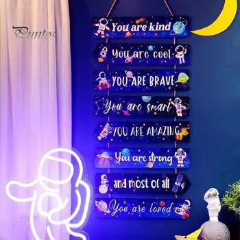 Вдохновляющие слова, подвесное украшение для девочек-подростков, спальня, гостиная, настенный знак, деревянная доска, вешалка, украшение B