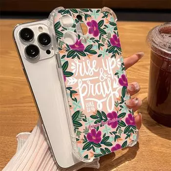 Вдохновляющий акриловый чехол для телефона с цветочным принтом для iPhone 14 13 12 Mini 15 Pro Max 11 7 8 Plus X XS XR SE противоударный прозрачный чехол For iPhone 14