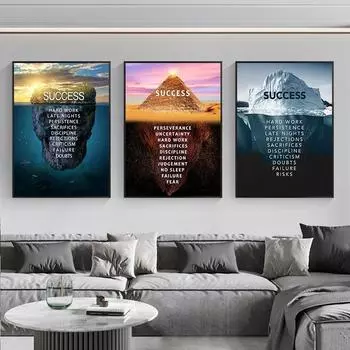 Вдохновляющий плакат «Путь к успеху», цитируемая картина маслом, фотографии на вершине горы, современный домашний офис, стены 21cm30cm NoFrame