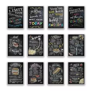 Вдохновляющий текст и постер с едой в скандинавском стиле, картина на холсте, современное искусство для дома, настенная роспись, аксессуары для украшения стен ресторана, без рамки 21*30cm No Frame