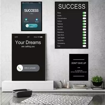 Вдохновляющий текст в скандинавском стиле, изображение вашей мечты, успех, холст, постер, настенные художественные принты для дома, живопись, украшение комнаты, фрески 21cm30cm NoFrame