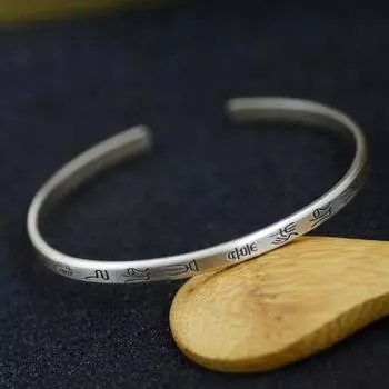 Вдохновляющий женский браслет из чистого серебра S925 в стиле ретро Adjustable size