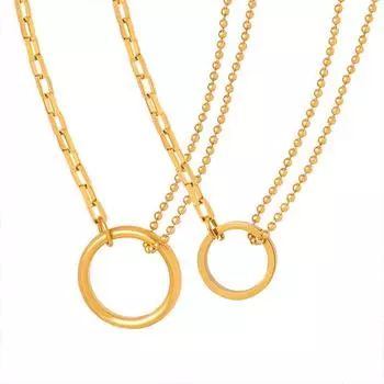 Вдовствующая императрица темперамент квадратная цепочка с бусинами из риса асимметричный дизайн кольцо кулон титановая сталь ожерелье женское