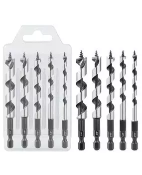 Vearter 5 Pieces Hexagonal Shaft Tip Screw Type Woodworking Impact Drill Set Woodworking Saw Tools Solid Wood Medium Size Fibreboard Particle