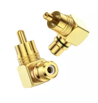 VECASDEN RCA конвертер-адаптер 2.1 красный и 1 угловой RCA-конвертер с L-образным штекером, позолоченный 24 карата RCA адаптер «папа-мама» 90°, черный,