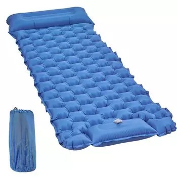 VECELO Air Camping Sleeping in the Mat in 25 Foot no tools Air Outdoor Pillow Easy to Ultra Disaster Storage Bag Disaster Mountain Blue Mat, Mat, Car, синий