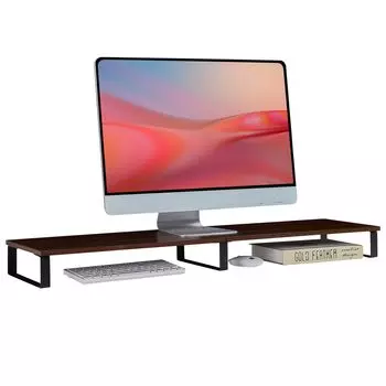 VECELO Монитор Ширина 100 x Глубина 25 x Высота Удобный для мыши Настольный Канцелярские принадлежности Улучшает зрение Улучшает Предотвращает Рабочий стол Домашний Рабочий стол Коричневый Стенд, 8.6 коричневый