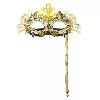 Вечеринка Феникс Хвост Цветок Венецианская Маска Костюмная Хэллоуин с Держателем Маскарадная Маска gold&black