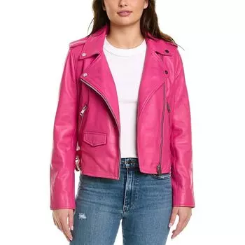 Вечеринка Хэллоуин Дизайнерская женская облегающая розовая стильная куртка из 100% овечьей кожи XS розовый