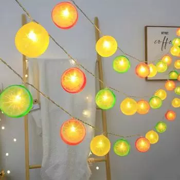 Вечеринка Рим Фруктовое украшение Лимонная гирлянда Внутренняя атмосфера вечеринки Рождественская гирлянда на батарейках USB 046 1.5m 10led battery