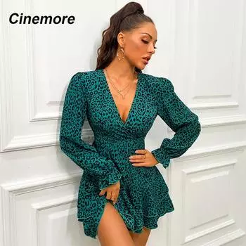 Вечернее платье Cinemore для женщин, элегантное женское элегантное многослойное леопардовое платье с рюшами и подолом, женское летнее платье 2022, MM1458-JM