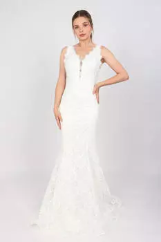 Вечернее платье Crystal Stone Suspended Off White