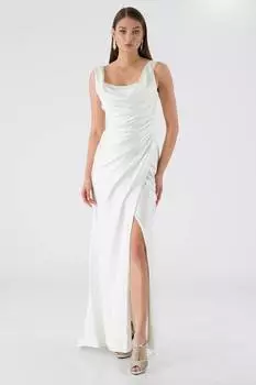 Вечернее платье Degajee с толстым ремешком и воротником Degajee Ecru AJYO