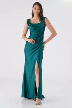 Вечернее платье Degajee с толстым ремешком и воротником Degajee Petrol AJYO