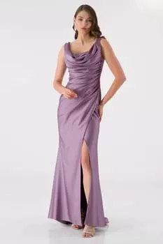Вечернее платье Degajee с толстым ремешком и воротником Degajee цвета лаванды AJYO