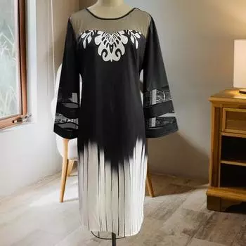 Вечернее платье, гладкая рабочая одежда, длина до середины икры, красивая перспективная сетчатая пряжа, платье для выпускного вечера больших размеров, уличная одежда 4XL черный белый