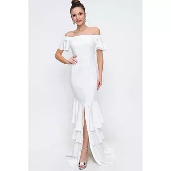 Вечернее платье Madonna с воротником-стойкой, многослойной юбкой и разрезом спереди