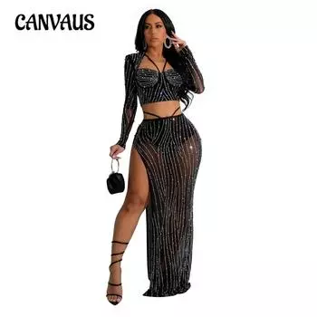 Вечернее платье, модное женское вечернее платье, однотонное сетчатое платье с длинным рукавом и длинным рукавом, комплект S чёрный