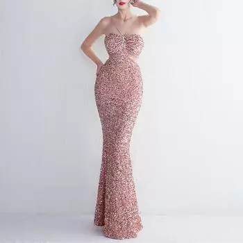 Вечернее платье с блестками, длинное банкетное вечернее платье, вечерние платья S