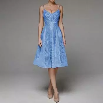 Вечернее платье с V-образным вырезом и А-силуэтом, узкое, с высокой талией, на бретелях, платье Bing Swing XS розовый