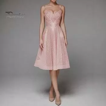 Вечернее платье с V-образным вырезом, А-силуэта, узкое, с высокой талией, на бретельках, платье-комбинация без рукавов и вышивкой для выпускного вечера XS абрикосовый