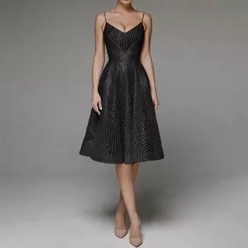 Вечернее платье с V-образным вырезом, А-силуэта, узкое, с высокой талией, на бретельках, платье-комбинация без рукавов и вышивкой для выпускного вечера XS белый